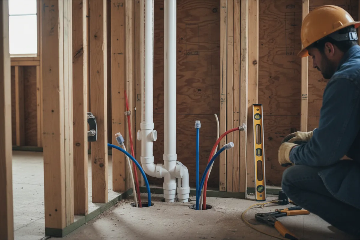 Drain and supply rough-in during Leak Detection in Pe Ell